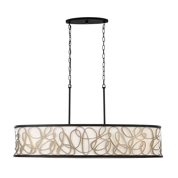 Varaluz Scribble 6-Lt Linear Pendant, Matte Black/Artifact/Taupe