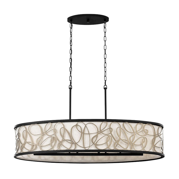 Varaluz Scribble 6-Lt Linear Pendant, Matte Black/Artifact/Taupe