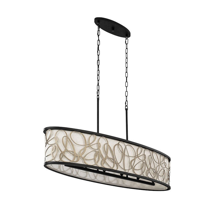 Varaluz Scribble 6-Lt Linear Pendant, Matte Black/Artifact/Taupe