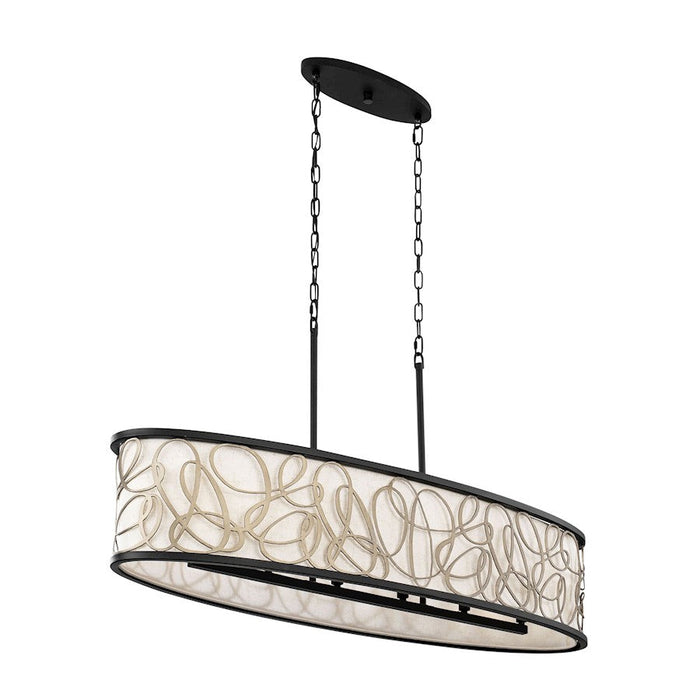 Varaluz Scribble 6-Lt Linear Pendant, Matte Black/Artifact/Taupe