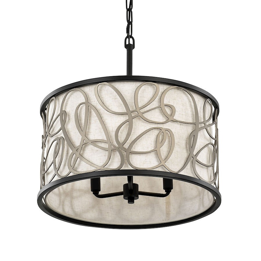 Varaluz Scribble 3-Lt Convertible Pendant/Semi-Flush, BK/Art/Taupe - 381P03MBAR