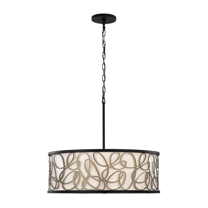 Varaluz Scribble Convertible Pendant/Semi-Flush, Bk/Art/Taupe