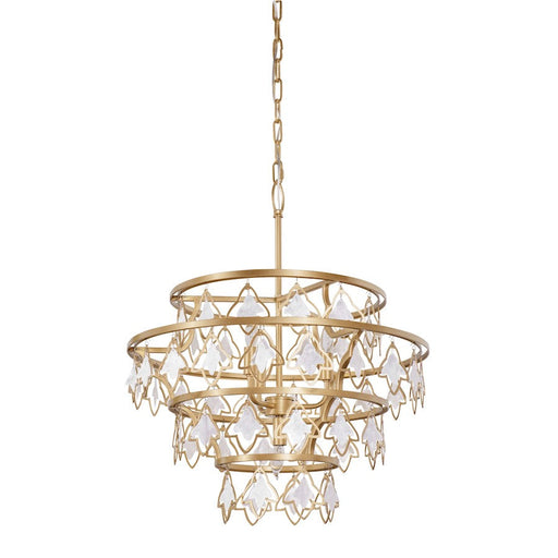 Varaluz Fleur 4 Light Chandelier, French Gold/White Capiz - 386C04FG