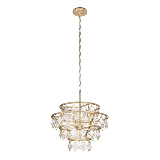 Varaluz Fleur Chandelier, French Gold/White Capiz