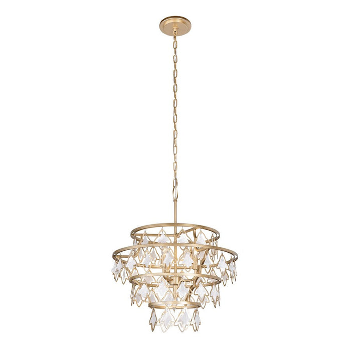 Varaluz Fleur Chandelier, French Gold/White Capiz