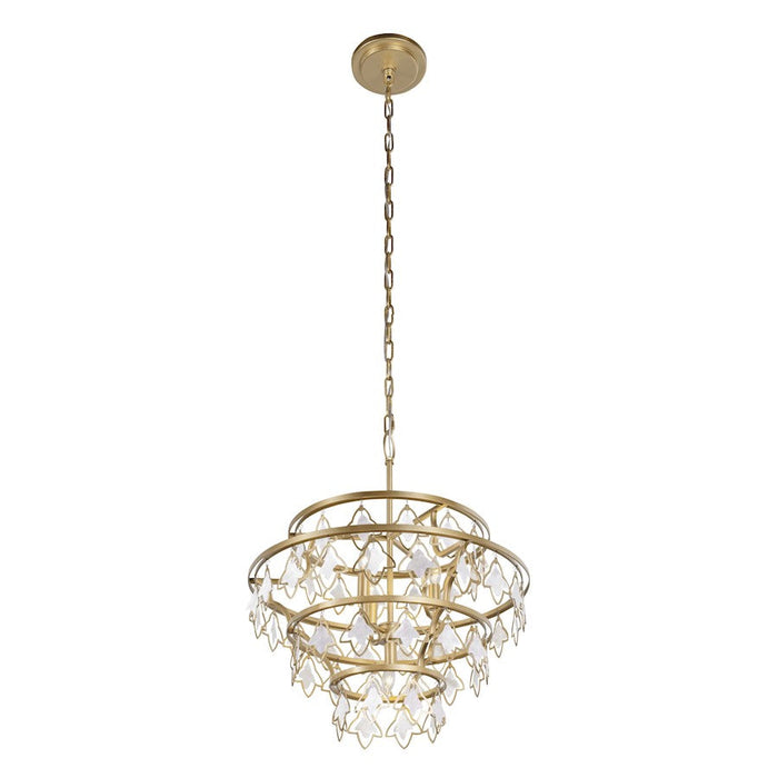 Varaluz Fleur Chandelier, French Gold/White Capiz