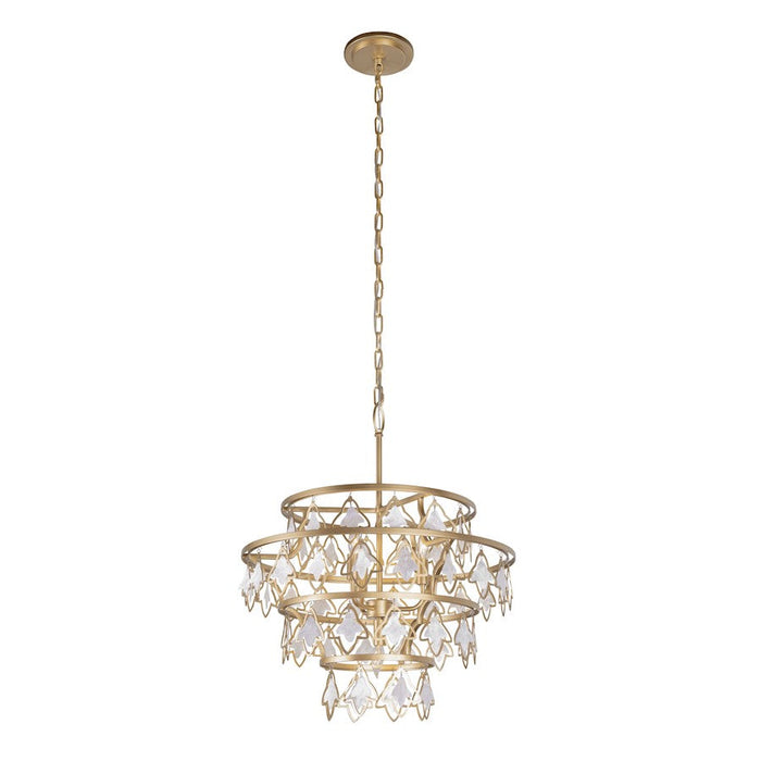 Varaluz Fleur Chandelier, French Gold/White Capiz