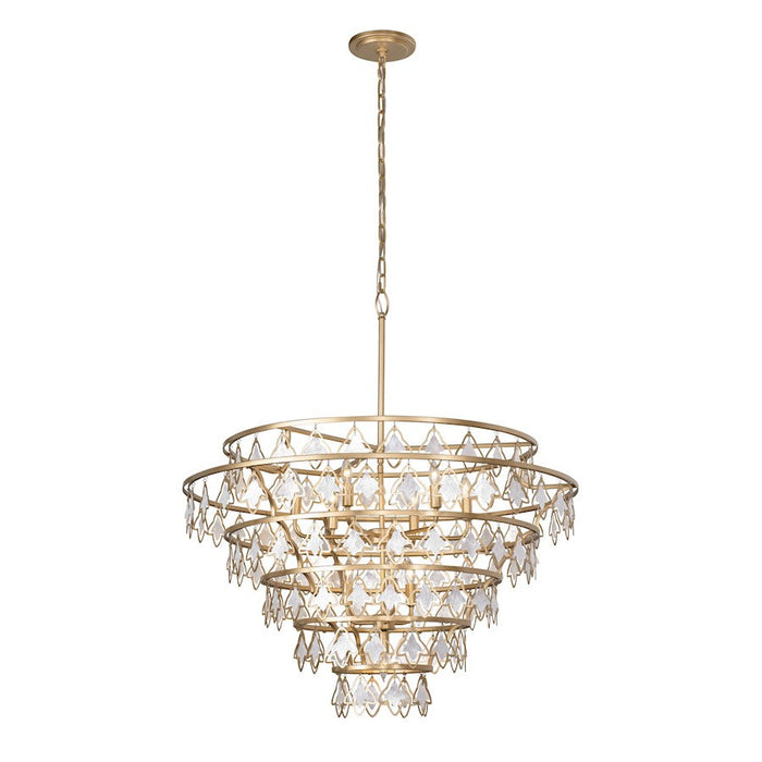 Varaluz Fleur Chandelier, French Gold/White Capiz