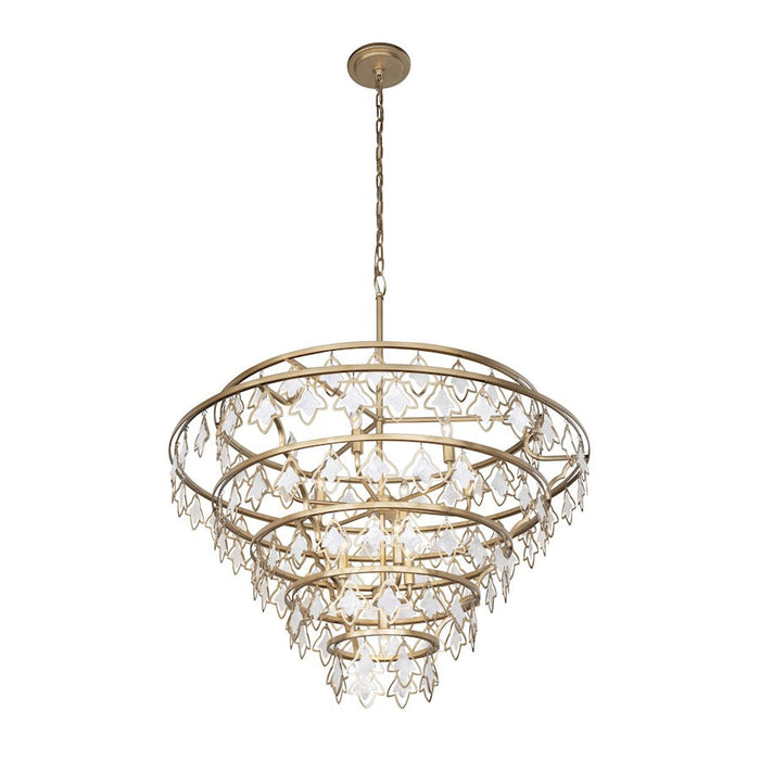 Varaluz Fleur Chandelier, French Gold/White Capiz