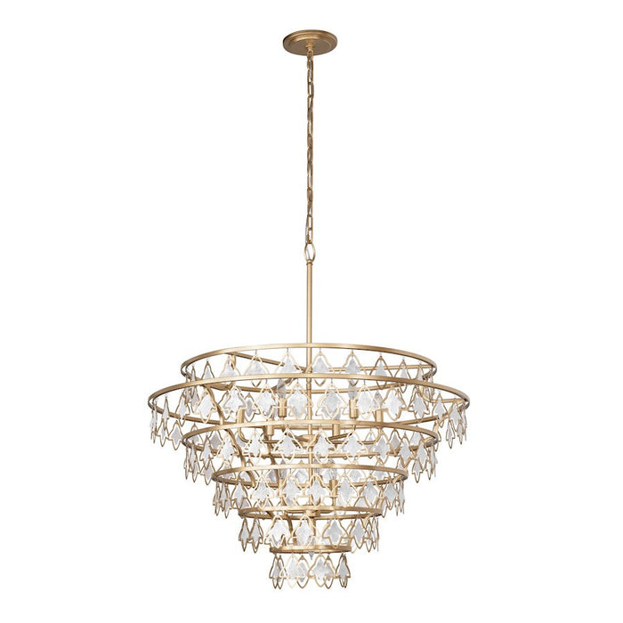 Varaluz Fleur Chandelier, French Gold/White Capiz