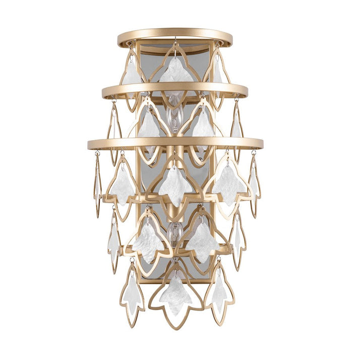 Varaluz Fleur 2 Light Sconce, French Gold/White Capiz