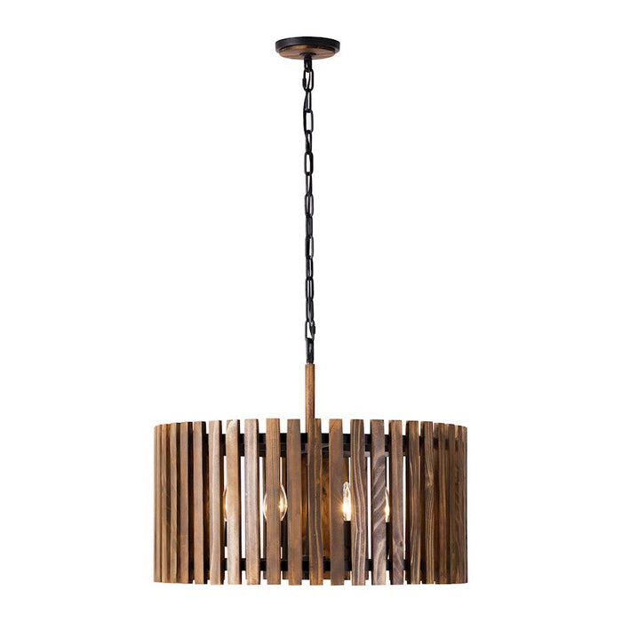 Varaluz Suratto 6 Light Pendant, Matte Black/Medium Walnut - 387P06MBW