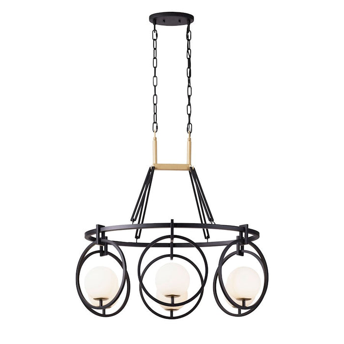 Varaluz Stopwatch 6 Light Linear Pendant, Black/Gold/Frosted White