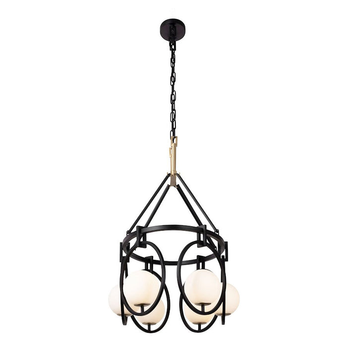 Varaluz Stopwatch 6 Light Linear Pendant, Black/Gold/Frosted White