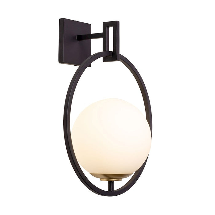 Varaluz Stopwatch 1 Light Sconce, Black/Gold/Frosted White