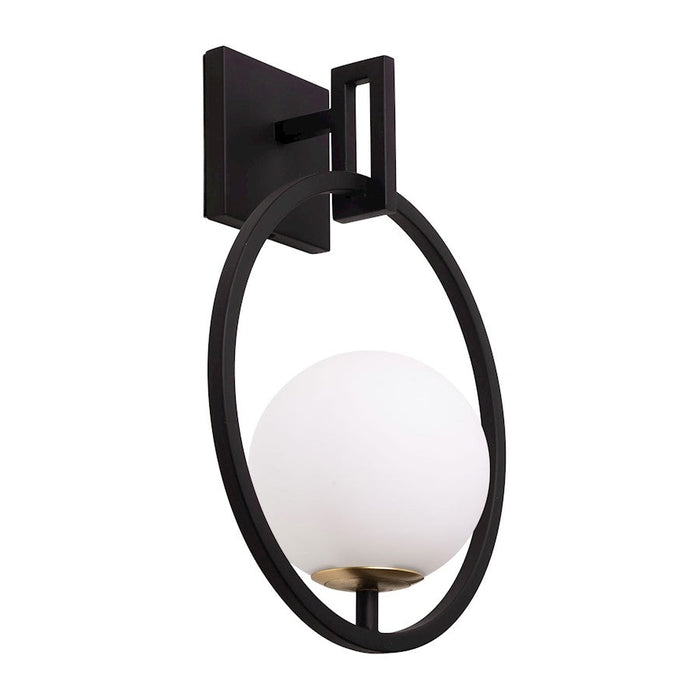 Varaluz Stopwatch 1 Light Sconce, Black/Gold/Frosted White