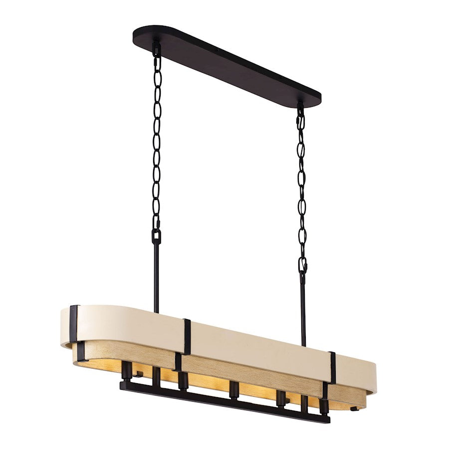 Varaluz Blonde Moment 5 Light Linear Pendant, Black/Honey/Oak - 389N05MBHN