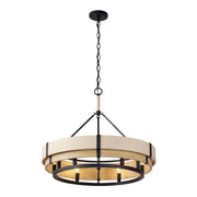 Varaluz Blonde Moment 6 Light Pendant, Matte Black/Honey/Medium Oak - 389P06MBHN