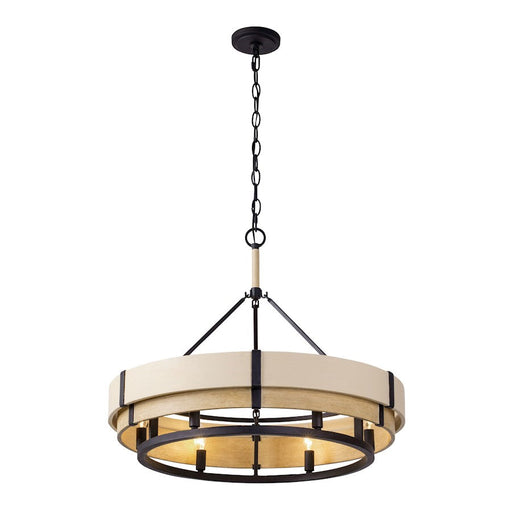 Varaluz Blonde Moment 6 Light Pendant, Matte Black/Honey/Medium Oak - 389P06MBHN