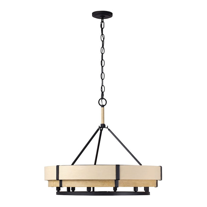 Varaluz Blonde Moment 6 Light Pendant, Matte Black/Honey/Medium Oak