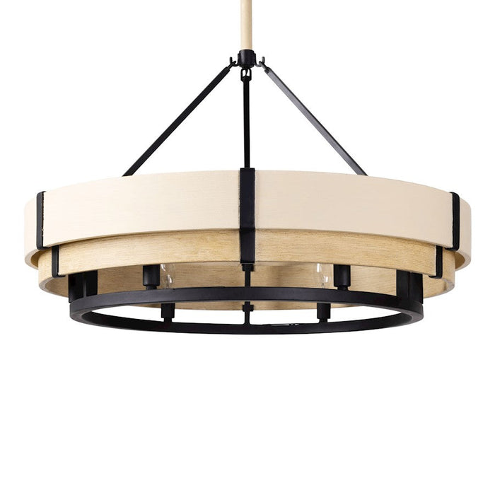 Varaluz Blonde Moment 6 Light Pendant, Matte Black/Honey/Medium Oak