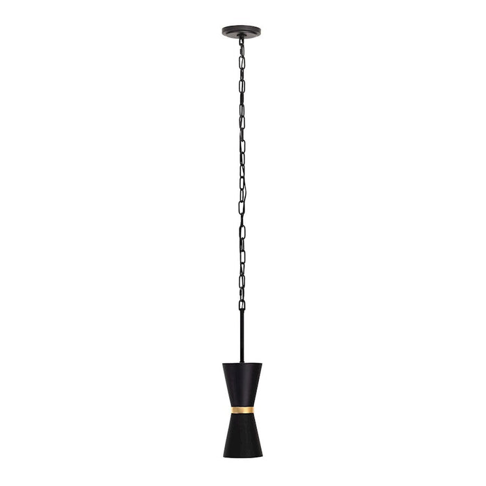 Varaluz Mad Hatter 1 Light Mini Pendant, Matte Black/French Gold