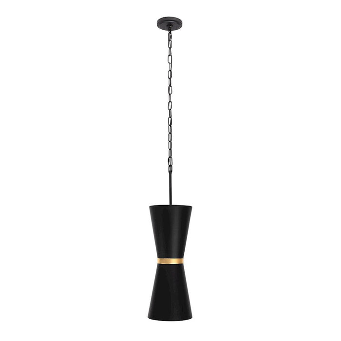 Varaluz Mad Hatter Pendant, Matte Black/French Gold