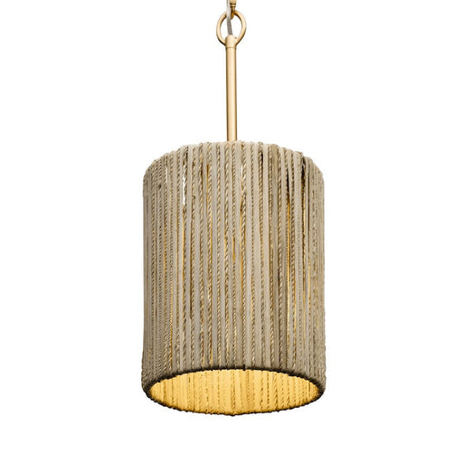 Varaluz Jacob's Ladder 1 Light Mini Pendant, Gold/Rattan/Abaca Rope - 391M01FG