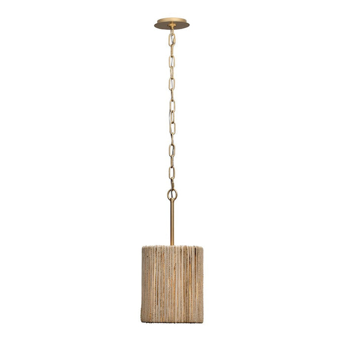 Varaluz Jacob'S Ladder 1 Light Mini Pendant, Gold/Rattan/Abaca Rope