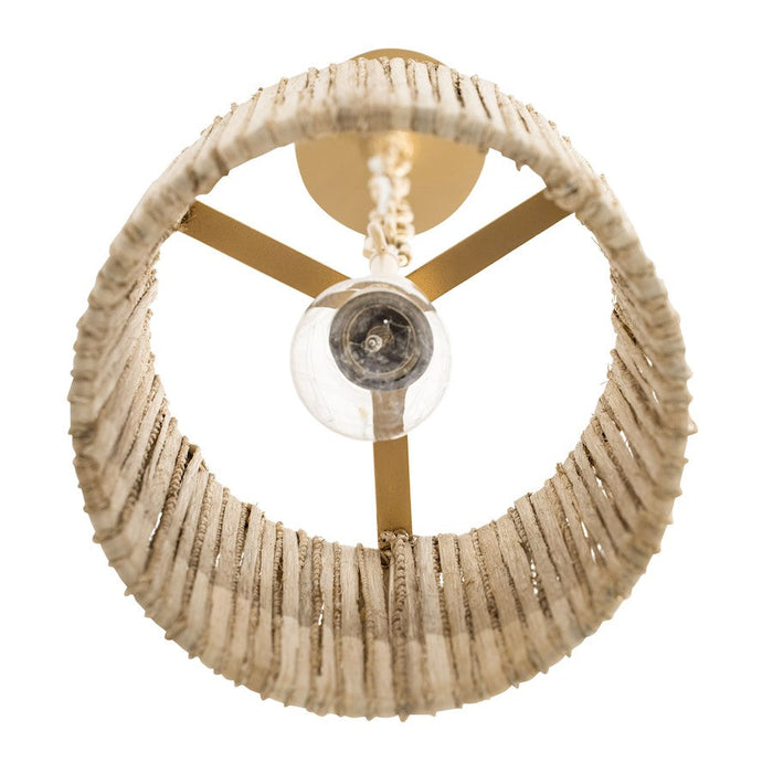 Varaluz Jacob'S Ladder 1 Light Mini Pendant, Gold/Rattan/Abaca Rope