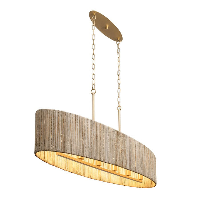 Varaluz Jacob's Ladder 6 Light Linear Pendant, Gold/Rattan/Abaca Rope - 391N06FG