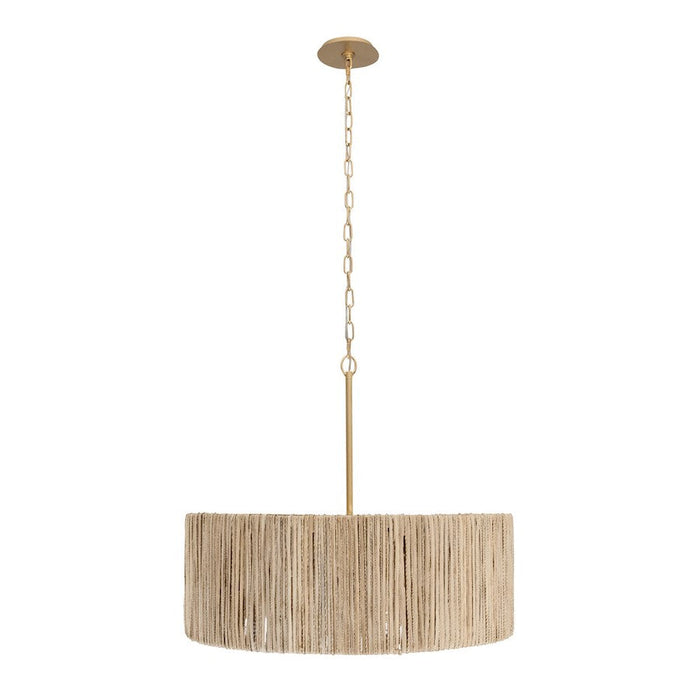 Varaluz Jacob'S Ladder 6 Light Pendant, Gold/Rattan/Abaca Rope