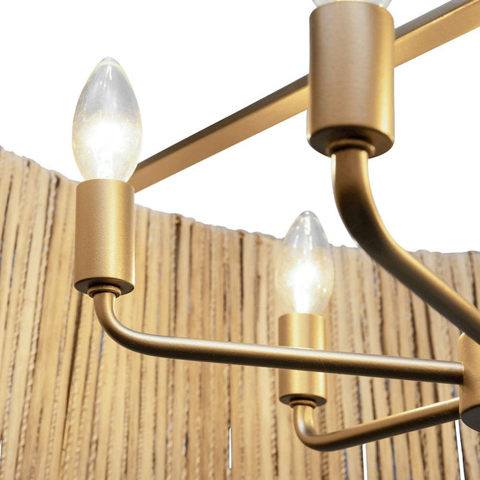 Varaluz Jacob'S Ladder 6 Light Pendant, Gold/Rattan/Abaca Rope