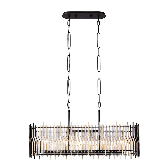 Varaluz Park Row Linear Pendant, Black/Gold/Modern Fluted