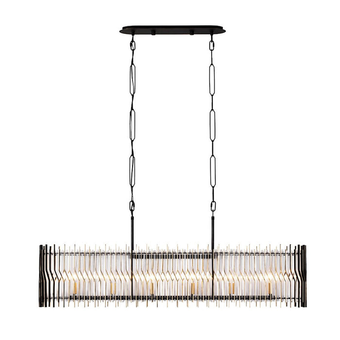 Varaluz Park Row Linear Pendant, Black/Gold/Modern Fluted