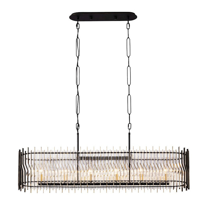 Varaluz Park Row Linear Pendant, Black/Gold/Modern Fluted