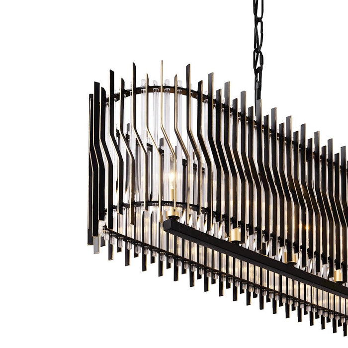 Varaluz Park Row Linear Pendant, Black/Gold/Modern Fluted