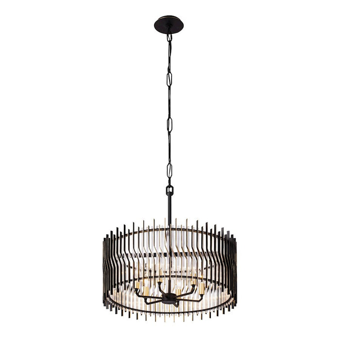 Varaluz Park Row Pendant, Black/Gold/Modern Clear Fluted