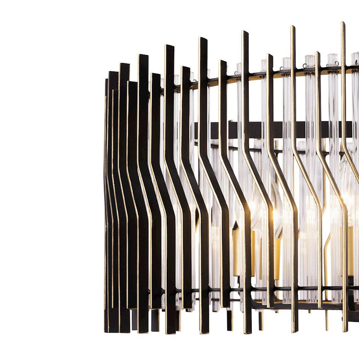 Varaluz Park Row Pendant, Black/Gold/Modern Clear Fluted