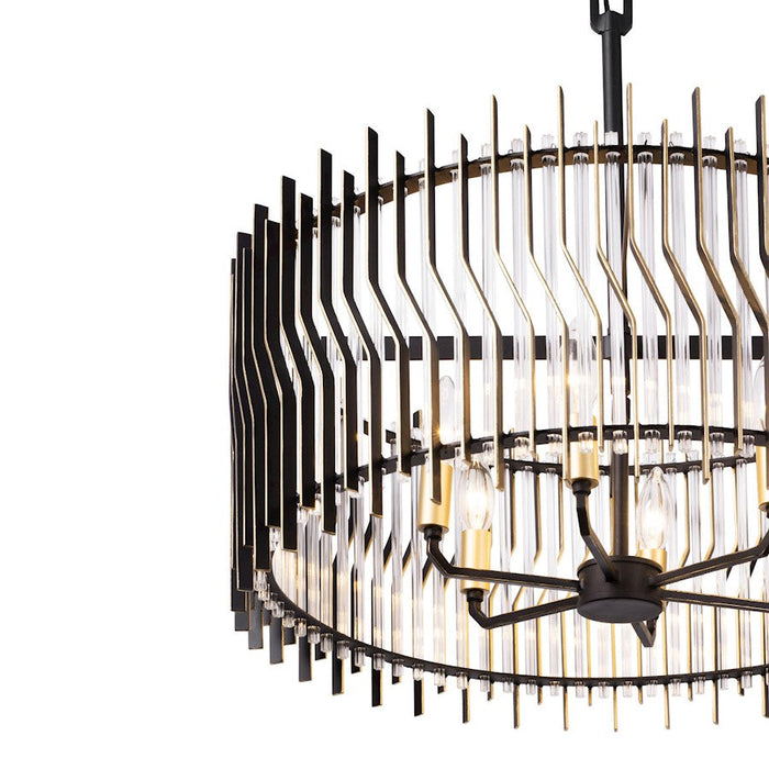 Varaluz Park Row Pendant, Black/Gold/Modern Clear Fluted