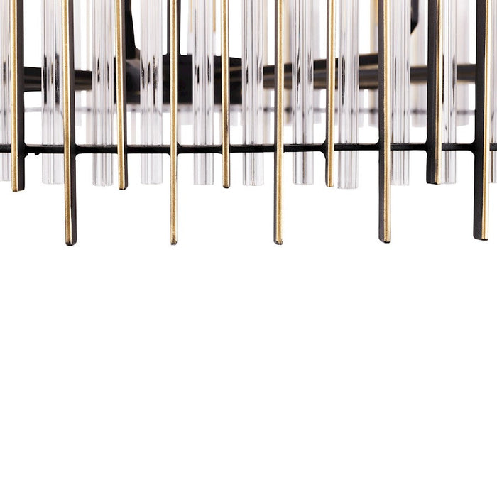 Varaluz Park Row Pendant, Black/Gold/Modern Clear Fluted