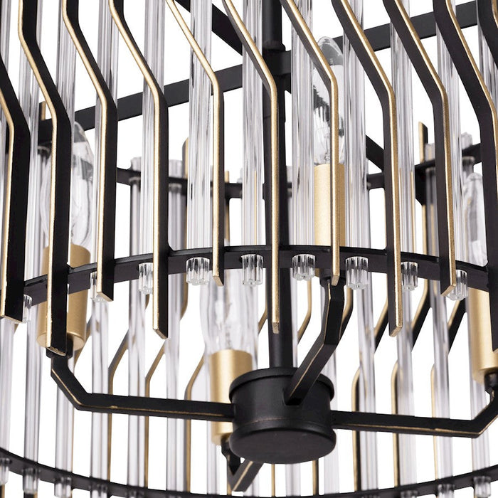 Varaluz Park Row 4 Light Semi Flush Black/Gold/Modern Clear Fluted