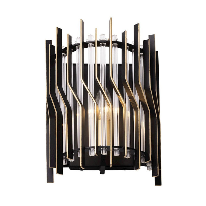 Varaluz Park Row Sconce, Black/Gold/Modern Clear Fluted