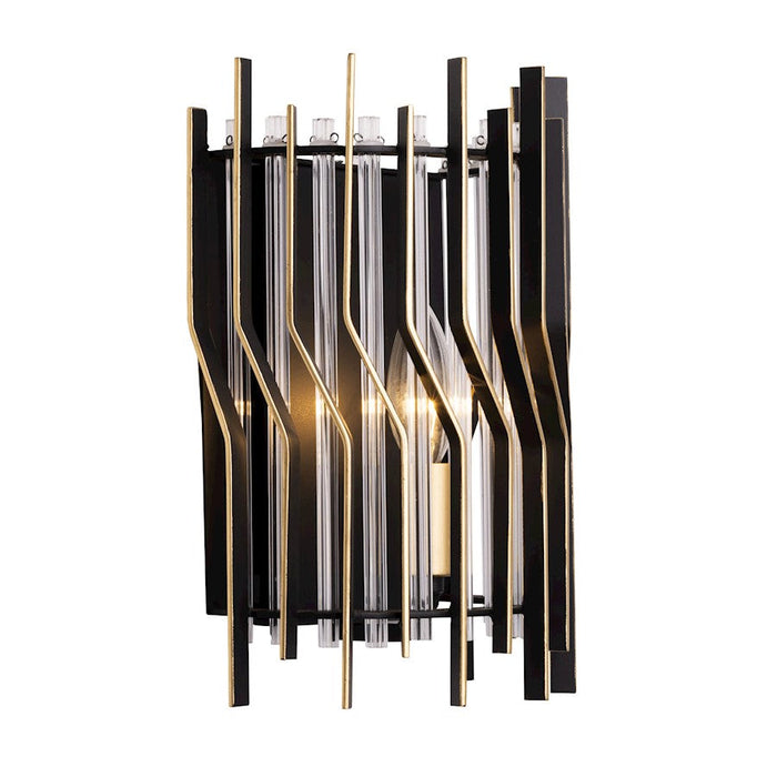 Varaluz Park Row Sconce, Black/Gold/Modern Clear Fluted