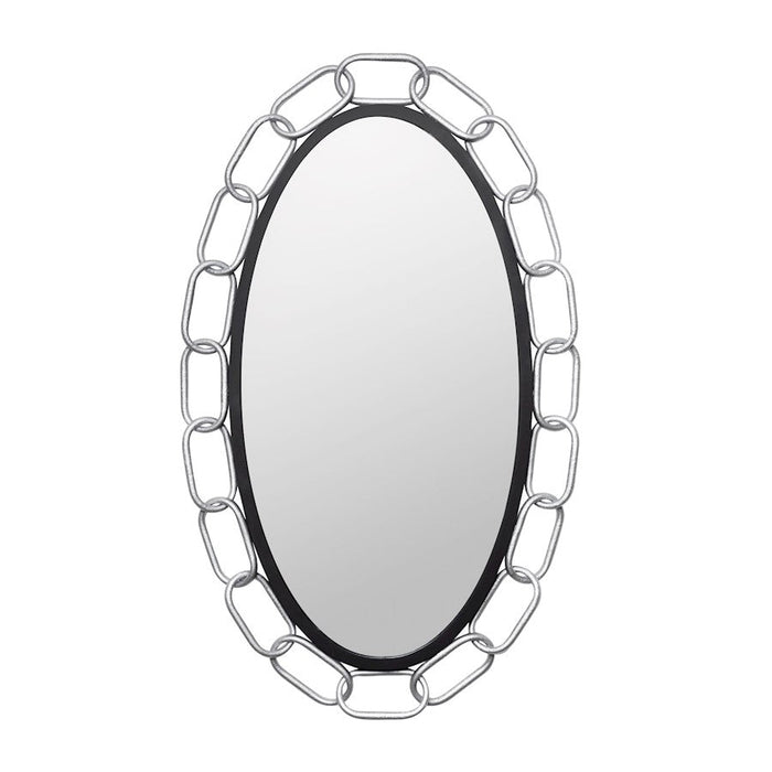 Varaluz Chains of Love 24x40 Oval Wall Mirror, Black/Silver - 444MI24MBTS