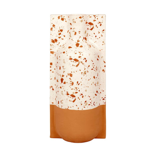 Varaluz Urbino 14" Ceramic Vase, White Terrazzo/Terracotta