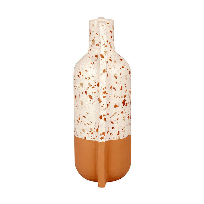 Varaluz Urbino 14" Ceramic Vase, White Terrazzo/Terracotta