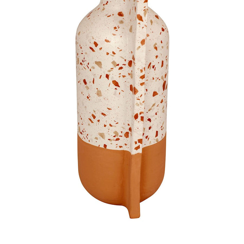 Varaluz Urbino 14" Ceramic Vase, White Terrazzo/Terracotta
