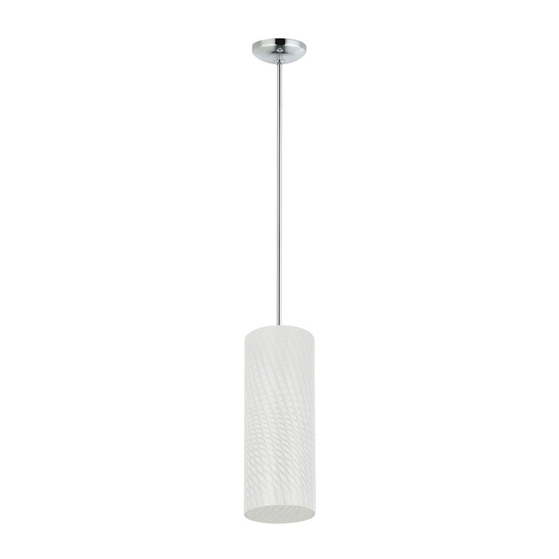 Varaluz Swirled 1-Lt Mini Pendant, Chrome/French Feather