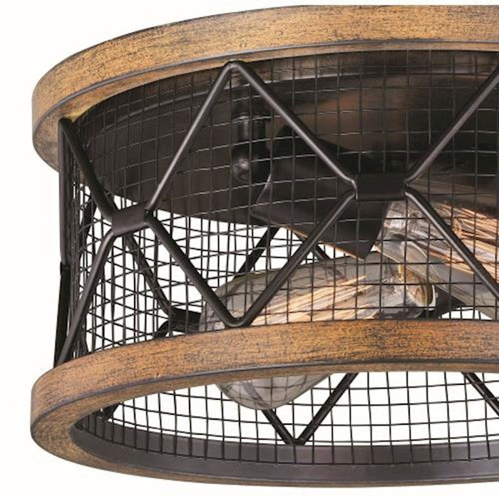 Vaxcel Bremerton 13" Industrial Cage Drum Flush Mount, Bronze